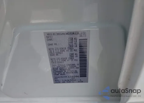 2023 Nissan Murano Sv Fwd z USA, uszkodzony, nr VIN 5N1AZ2BJ3PC138096